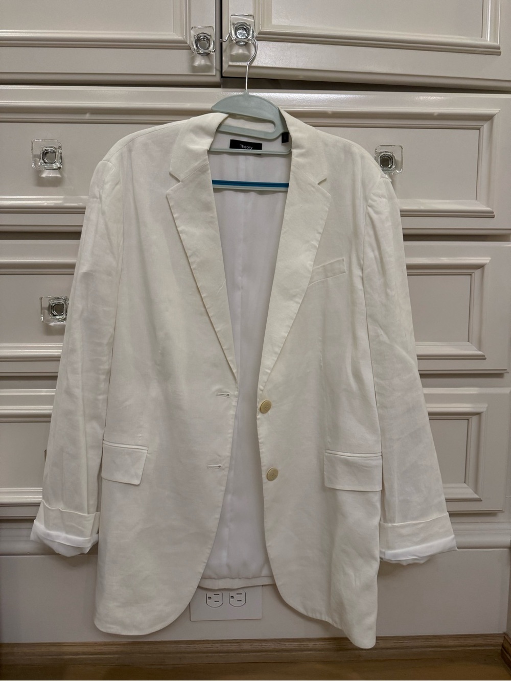 Theory Women’s White Linen-Blend Single-Breasted Blazer